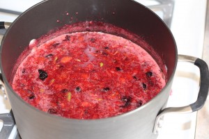 Mixed berry jam cooking