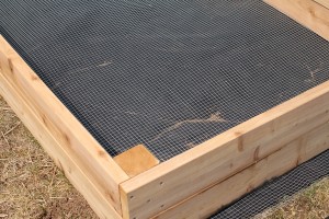 hardware cloth in a large raised garden bed