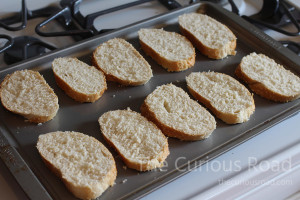 Slice bread and place on a cookie sheet
